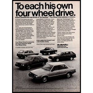 1984 Subaru 4wd Four Wheel Drive Car Lineup Vintage Print Ad Wall Art Photo